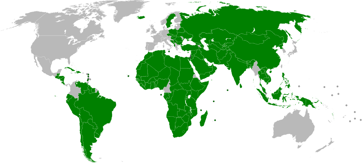 Maat, jotka ovat tunnustaneet Palestiinan valtion. Kuva: Night w [CC-BY-SA-3.0], via Wikimedia Commons.
