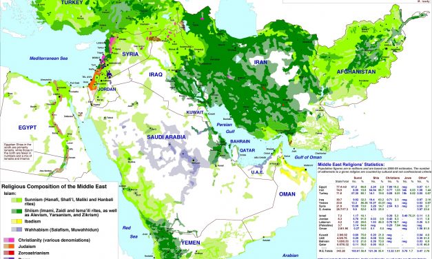 Kartta: Uskonnot Lähi-idässä