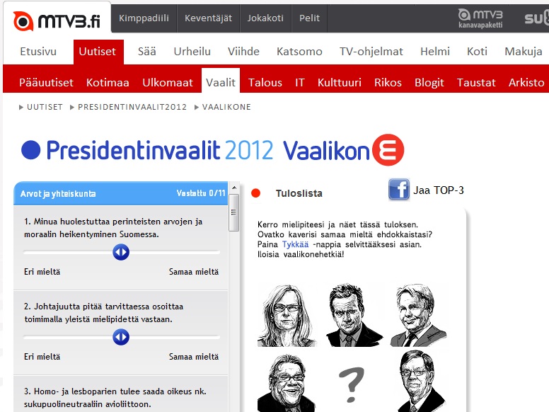 Vaalikonevahti: MTV3.fi ja presidentin tehtävä